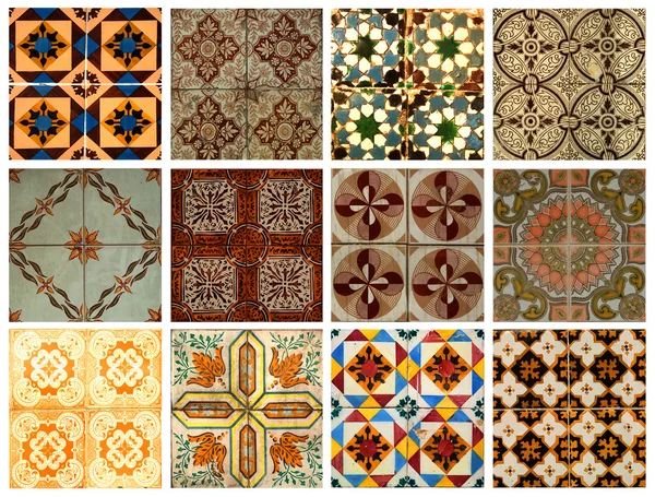 Collage of blue pattern tiles in Portugal — Stock Photo, Image