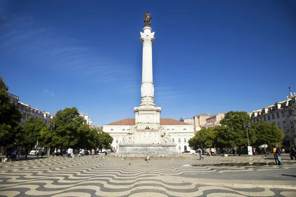 Coluna de Pedro IV na Praça do Rossio em Lisboa — Fotografia de Stock