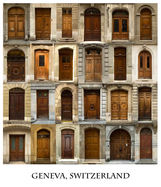 Kolaż swiss drzwi drewniane — Zdjęcie stockowe