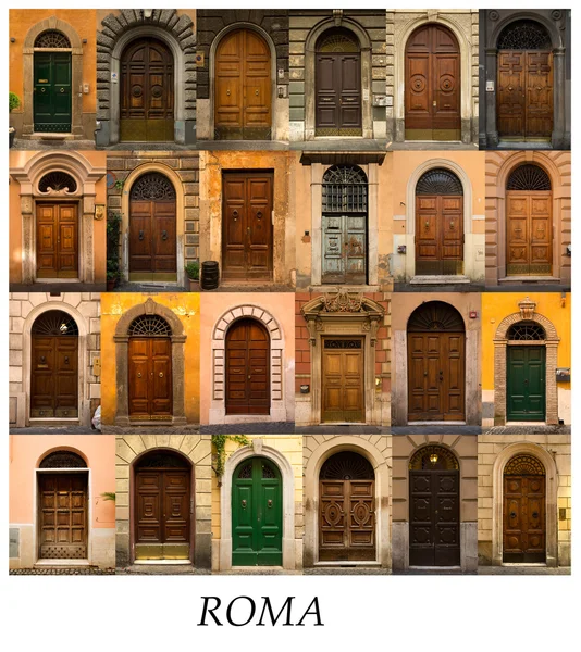 Collage of italian wooden doors — Stock Photo, Image