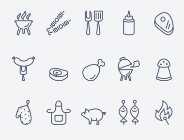 15 Barbekü ayarla ve simgeler ızgara 