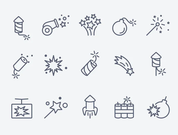 Set of 15 pyrotechnic icons — Stock Vector