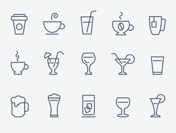 Set de 15 iconos de bebidas — Vector de stock