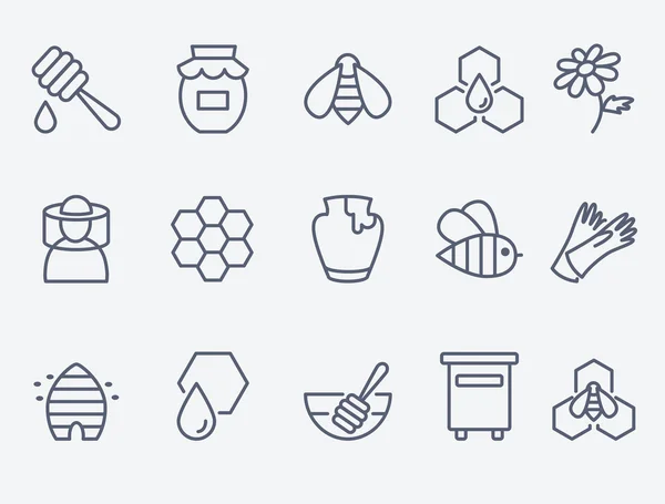 Iconos de miel y apicultura — Vector de stock