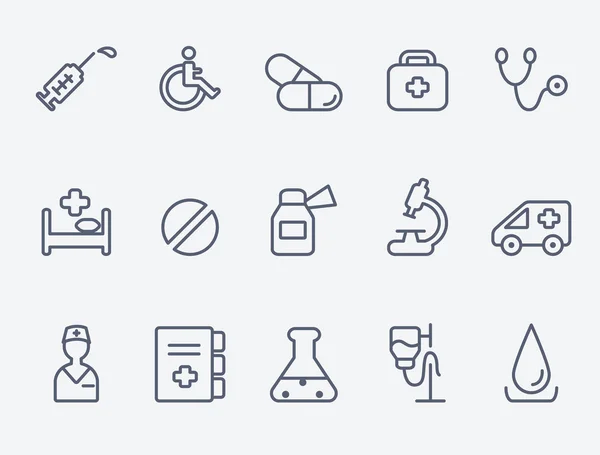 Set dari 15 ikon medis - Stok Vektor