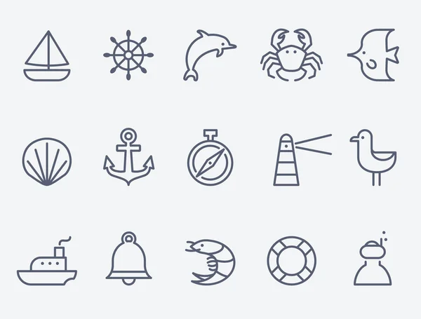 Set of 15 Marine icons — Stock Vector