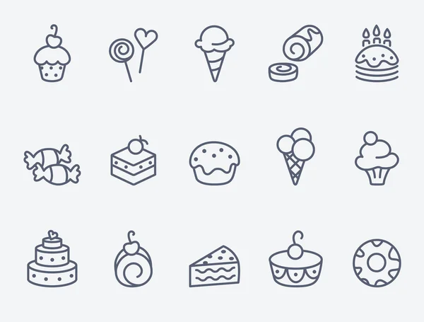 Iconos de pastelería dulce — Vector de stock