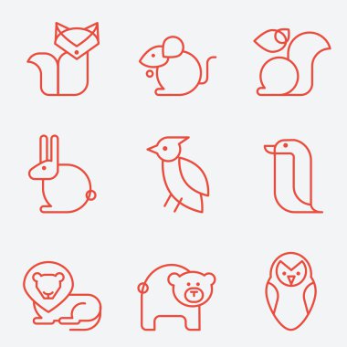 9 hayvan simgeler kümesi.