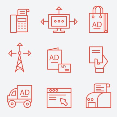 Advertisement and media icons. clipart