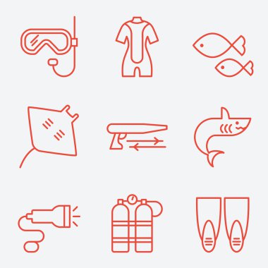 Set of 9 Diving icons. clipart