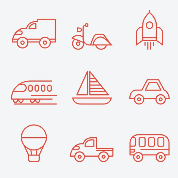 Conjunto de 9 ícones de transporte . — Vetor de Stock