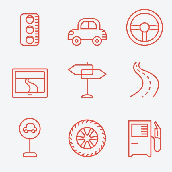 Conjunto de 9 iconos de carretera . — Vector de stock