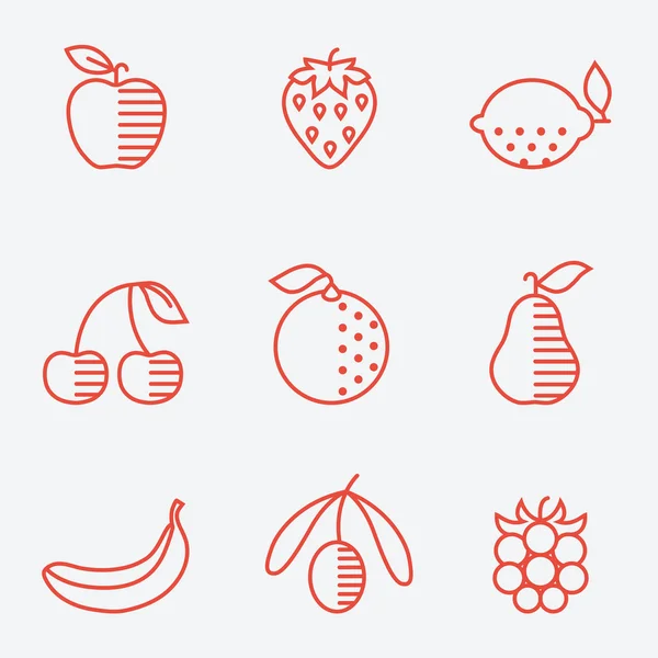 Ícones de frutas — Vetor de Stock