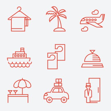 Hotels icons, thin line style, flat design clipart