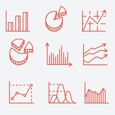 Business charts, thin line style, flat design
