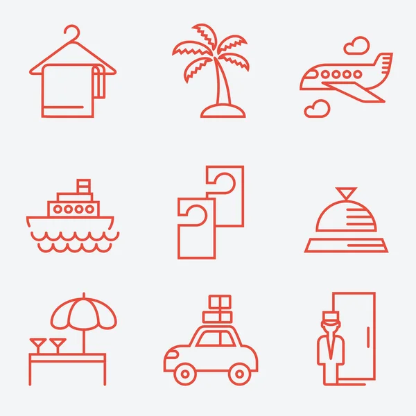 Hotels icons, thin line style, flat design — Stock Vector