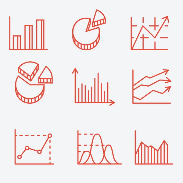 Business charts, thin line style, flat design — 图库矢量图片