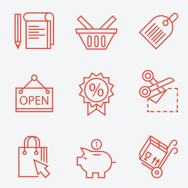 Thin line icons for shopping, finance - modern flat design — 图库矢量图片