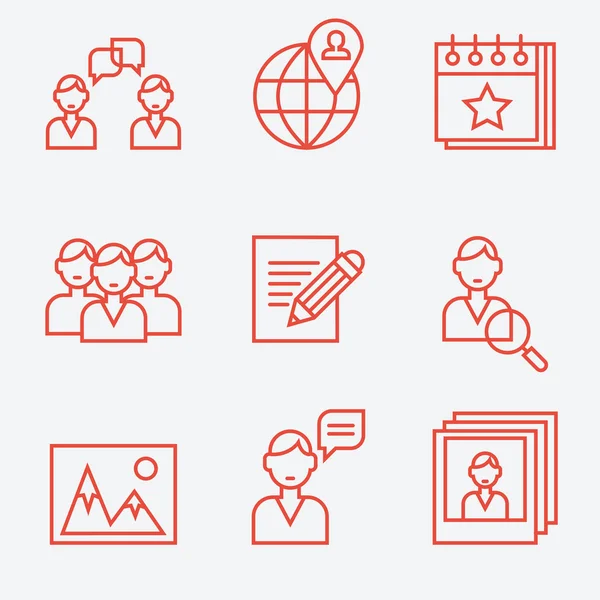 Social media icons, thin line style, flat design