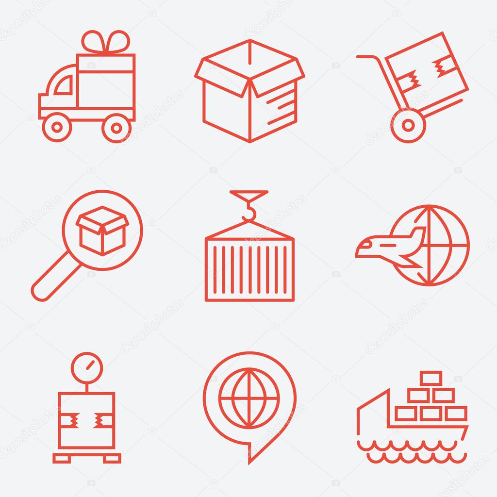 Logistic icons, thin line style, flat design