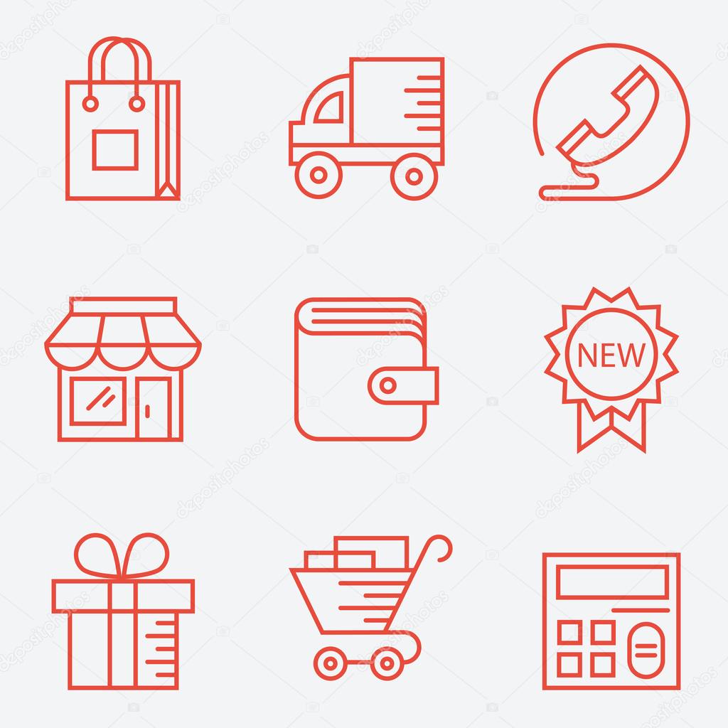 Shopping icons,  thin line style, modern flat design