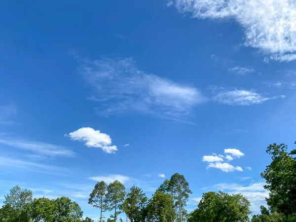 Vista Panorâmica Céu Azul Claro Nuvens Nuvens Com Fundo — Fotografia de Stock