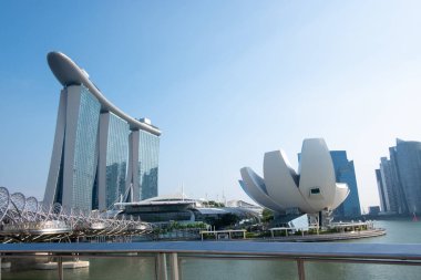 En güzel Viewpoint marina körfezi, Asya iş konsepti imajı, Singapur 'daki panoramik modern şehir manzarası..