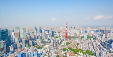 Tokyo City şehir parkındaki panoramik, turistik eğlence, Asya iş konsepti imajı, Japonya 'daki panoramik modern şehir manzarası. En güzel Viewpoint Tokyo şehri, Japonya.    