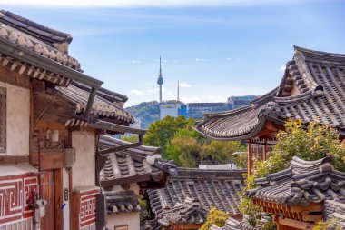 Seul şehir parkındaki panoramik, turistik yerler, Asya iş konsepti imajı, Kore 'deki panoramik modern şehir manzarası. Güney Kore 'nin en güzel manzaralı şehridir..