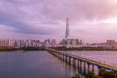 Seul şehir parkındaki panoramik, turistik yerler, Asya iş konsepti imajı, Kore 'deki panoramik modern şehir manzarası. Güney Kore 'nin en güzel manzaralı şehridir..