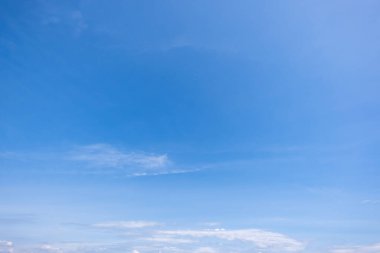 Açık mavi arkaplan, arka planda bulutlar, küçük bulutlu mavi gökyüzü arkaplanı. Mavi gökyüzünde beyaz kabarık bulutlar. 