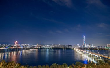 Seul şehir parkındaki panoramik, turistik yerler, Asya iş konsepti imajı, Kore 'deki panoramik modern şehir manzarası. Güney Kore 'nin en güzel manzaralı şehridir..