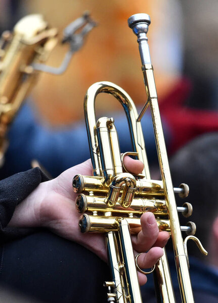 a nice trumpet  at a concert