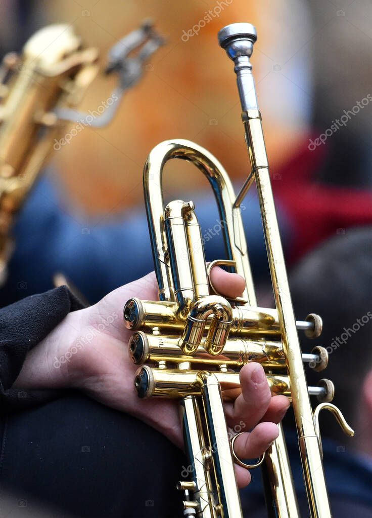 A nice trumpet  at a concert