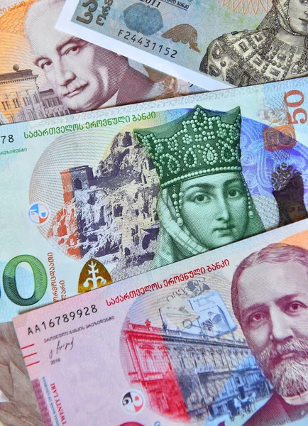 Vissa Aktuella Georgiska Valutaräkningar — Stockfoto