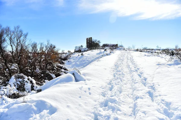 Eine Schöne Landschaft Mit Schnee — Stockfoto