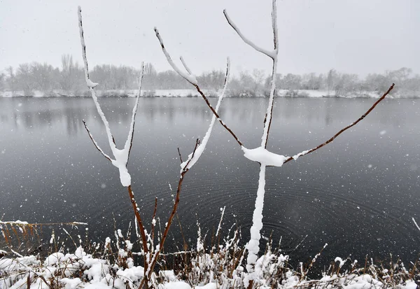 Ett Vackert Snöigt Landskap Spanien — Stockfoto