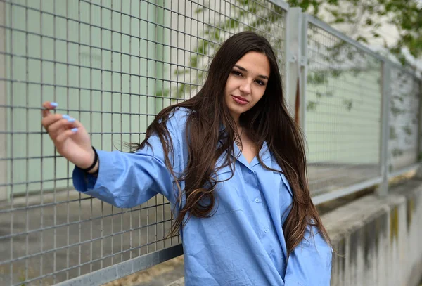 Joli Caucasien Jeune Modèle Sur Rue Espagne — Photo