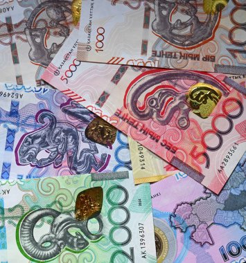 Kazakistan 'ın güncel banknotları.