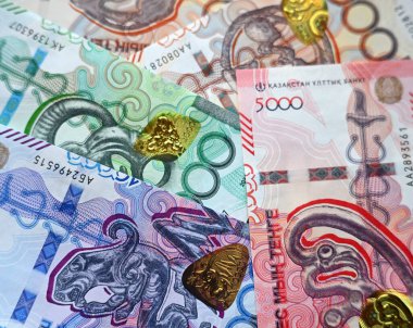 Kazakistan 'ın güncel banknotları.