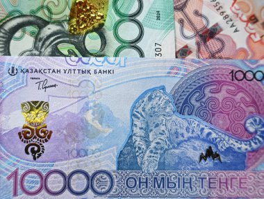 Kazakistan 'ın güncel banknotları.