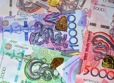 Kazakistan 'ın güncel banknotları.