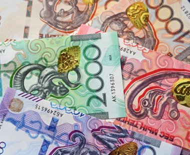 Kazakistan 'ın güncel banknotları.