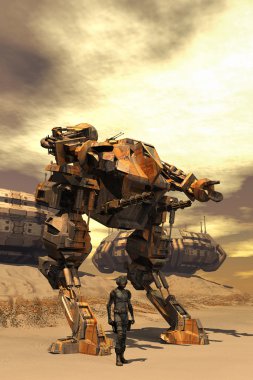Fütüristik pilot ve savaş robot mecha