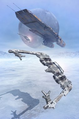 Space fighters flying low on ice clipart