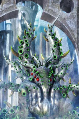 Cthulhu fantezi canavar dağlar delilik