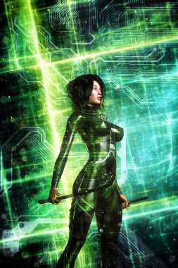fütüristik kız cyberpunk