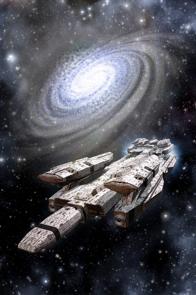 Космічний лінкор космічний корабель і галактики Стокове Зображення