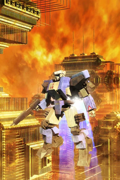 Robô de batalha gigante mecha — Fotografia de Stock