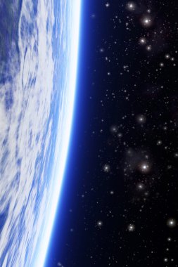 gezegen starfield arka plan ile